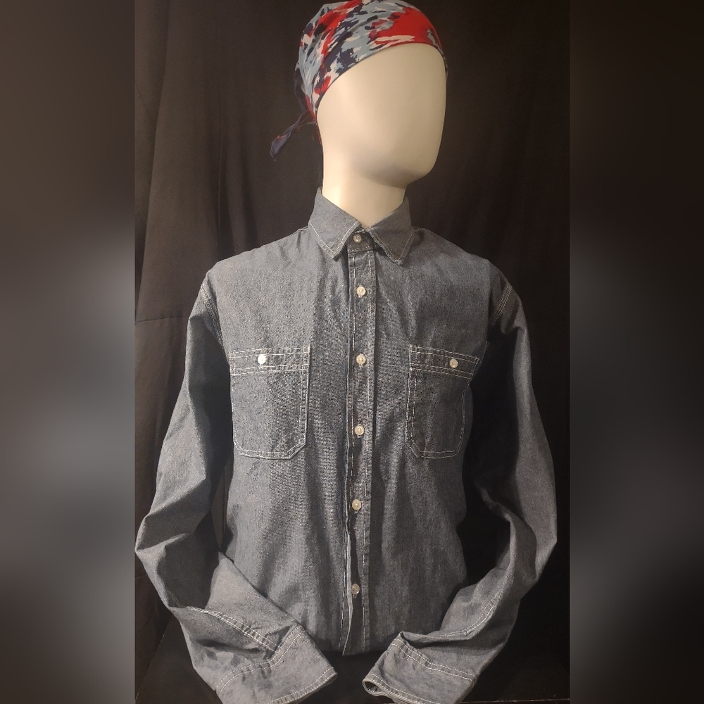 Men xl denim long sleeve shirt jacket  by George & Martha. 100 percent cotton.